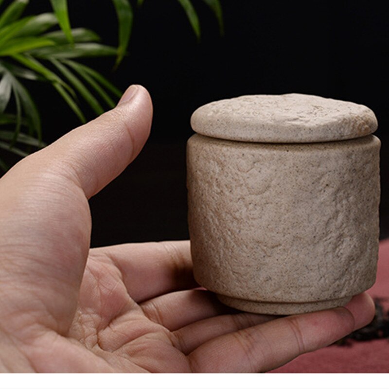 Mini caja de té creativa de cerámica gruesa, caja de té pequeña de cerámica para el hogar, Mini frasco de hojas de té sellado de viaje