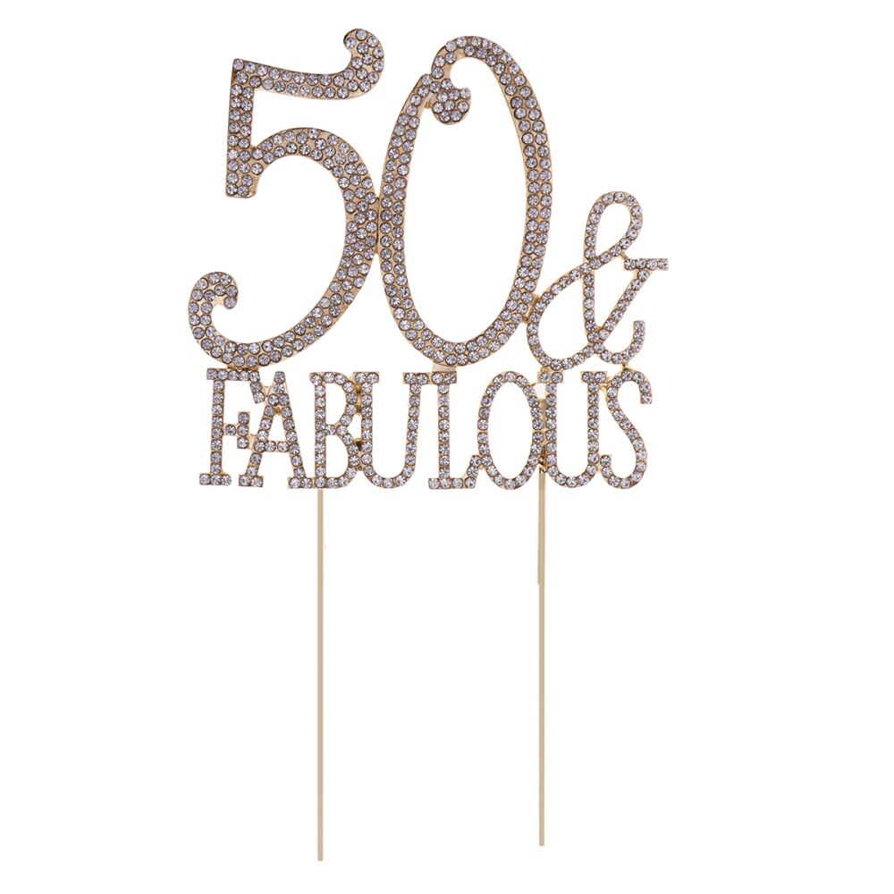 50 fabuloso pastel Topper para 50th de cumpleaños o aniversario de cristal adorno decorativo de diamantes de imitación para tarta para la suministros