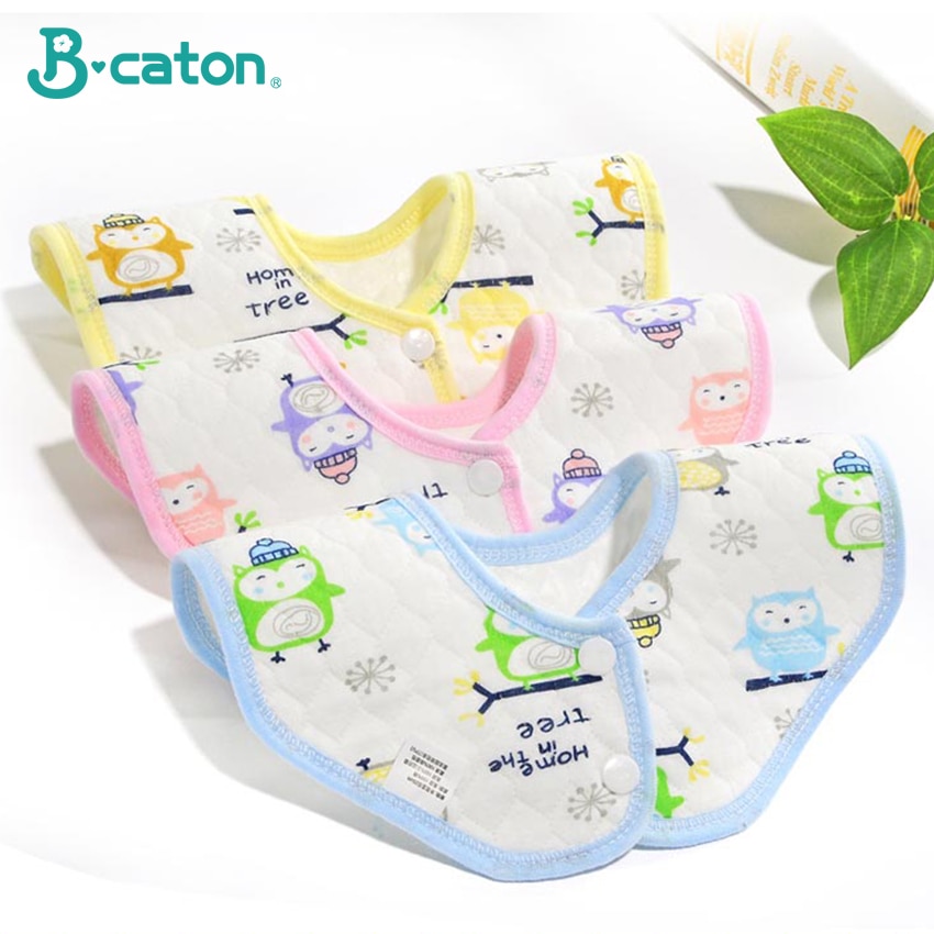 Baby Bibs Cotton Burp Cloths 360 Degree Rotatable Baby Waterproof Bibs Feeding Cartoon Blue Pink Yellow 25x25cm