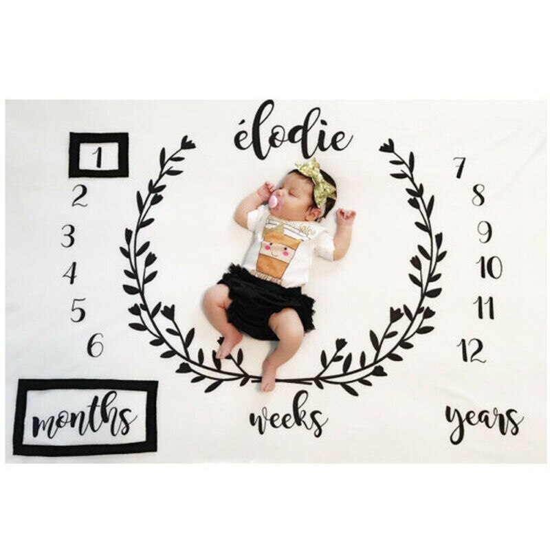 Nyfödd baby filt spädbarn baby milstolpe fotografi prop månatliga blommor nummer foto prop bakgrundsduk foto tillbehör