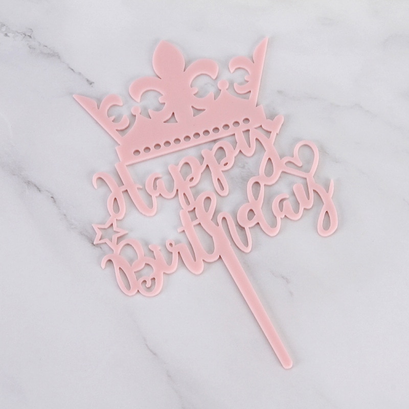 Mirror Acrylic Cake Topper Cute Crown Happy Birthday Letters Cake Topper For Kids Birthday Cake Decor Baby Shower Cake Topper