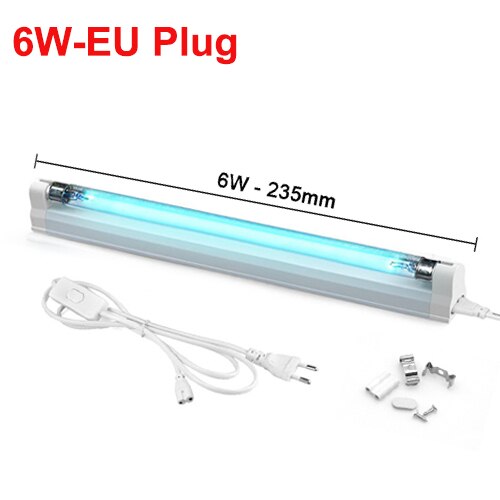 2 Stuks 220V 240V Uv Licht T5 Buis 6W 8W Led Ultraviolet Kiemdodende Licht Uv Lamp sterilisatie Uvc Quartz Lamp Bactericide Lamp: 6W With EU Plug