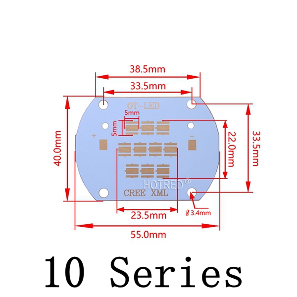 Cree XPE XTE XPG XPL XML3535 5050 XHP50 led placa PCB de cobre Led disipador térmico separación térmica lámpara Led Lase se puede usar para 10W-100W: XML 5050 10Chips / 1PCS