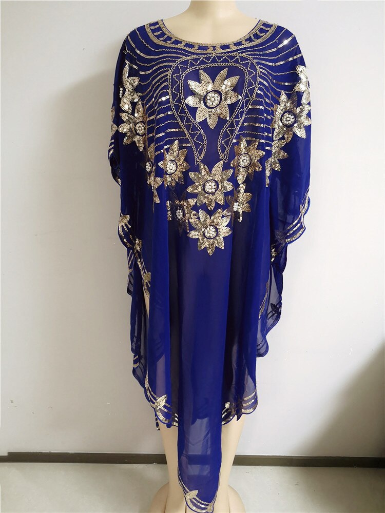 Vestido africano feminino vestido africano lantejoulas alta qualidade moda superior africano vestido feminino um casaco: Azul