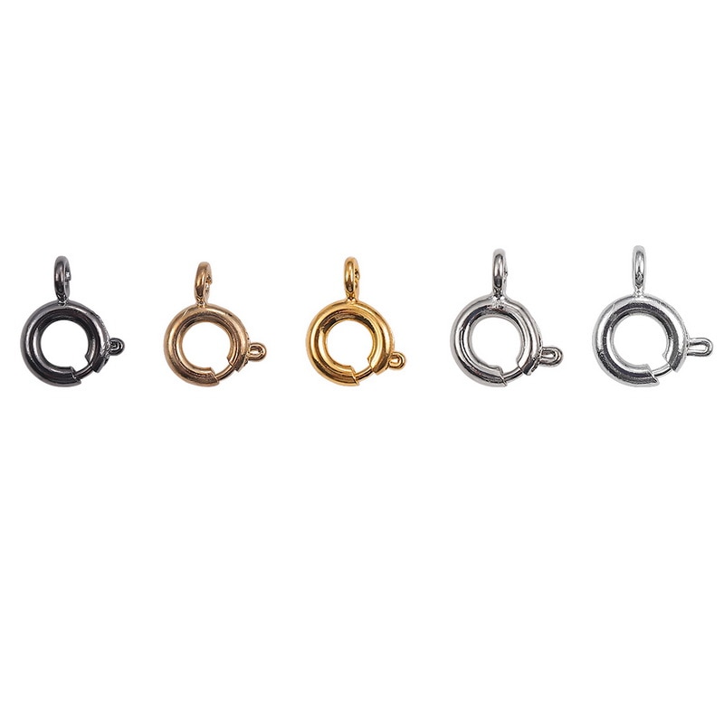 6Mm 10Pcs Gold Spring Ring Sluiting Met Open Jump Ring Sieraden Sluiting Voor Ketting Armband Connectors Sieraden maken