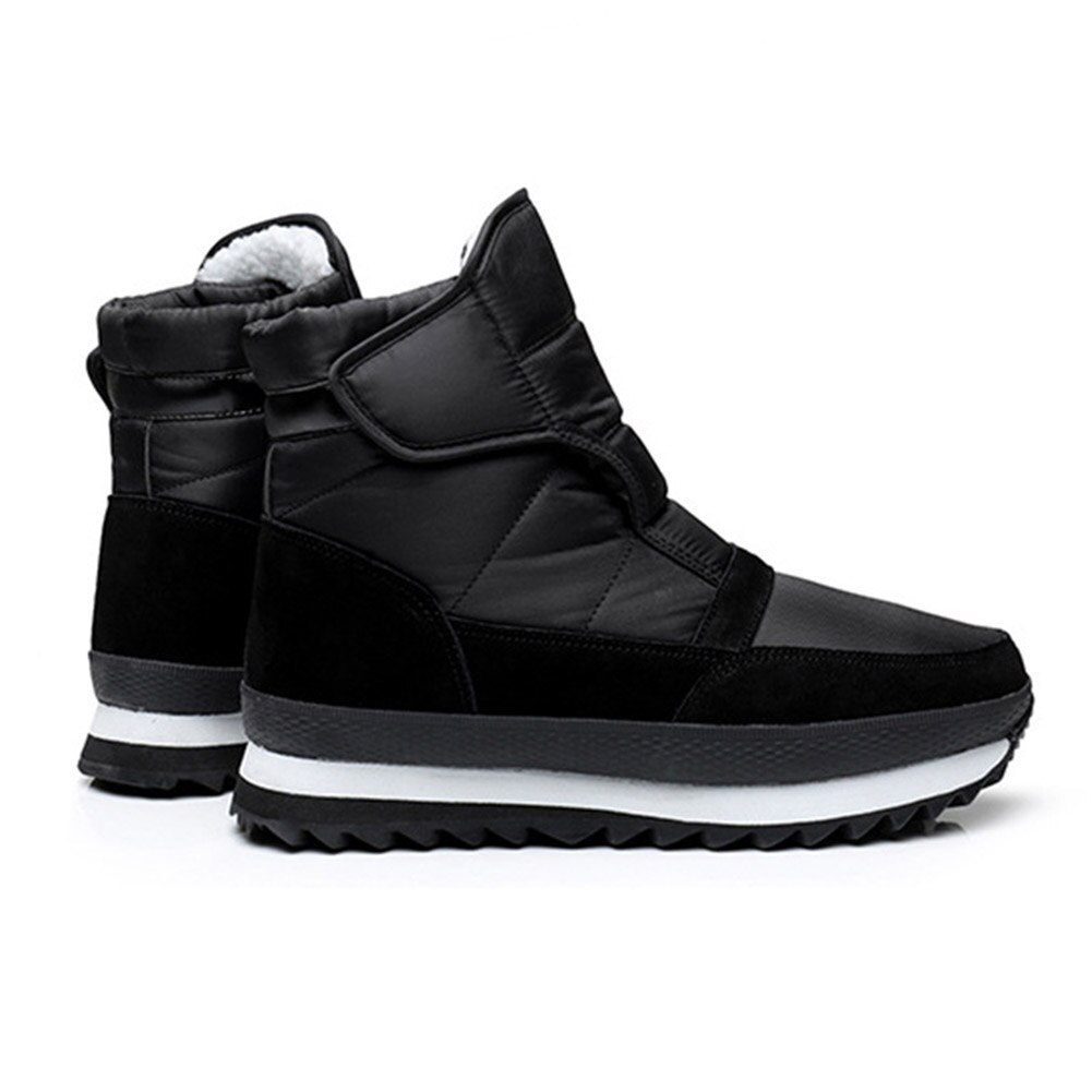 Botas de neve masculina inverno quente impermeável velo forrado tornozelo botas caminhadas sapatos casuais zj55: Black / 43