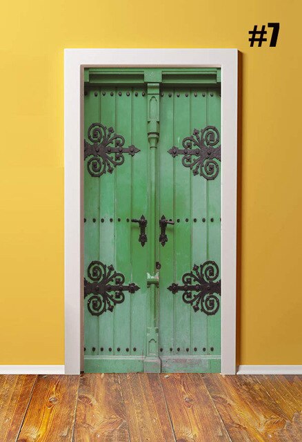 Sticker On The Door Self Adhesive Retro Wallpaper Diy Canvas Print Picture Wall Art Home Decor Mural Wardrobe Renovation Decal: Door XRK1474-07 / 77x200cm