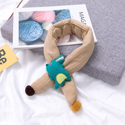 Børnetørklæde varmt tørklæde lille dinosaur børn tørklæde benhui efterår og vinter tegneserie baby tørklæde vinter krave: Khaki