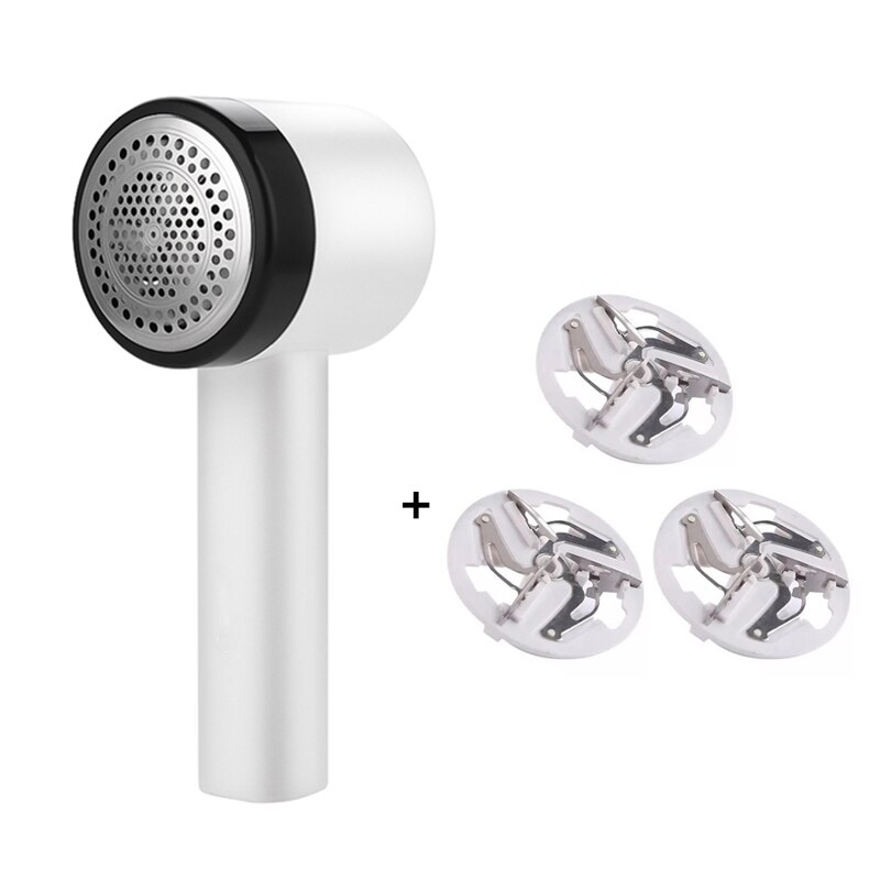 Rechargeable Portable Lint Remover Clothes fuzz pellet trimmer machine Charge Fabric Shaver Removes for clothes Spools removal: White add 3 heads