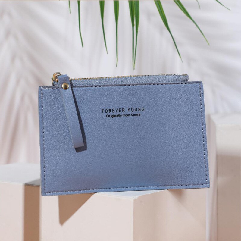 Mannen En Vrouwen Credit Card Paspoort Zak Id Paspoort Card Bag Pu Rits Credit Kaarthouder Effen Kleur visitekaartje Case: Blauw