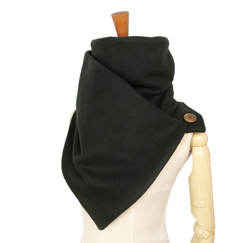 Hooded scarf Neck warmer Cowl scarf Women men Winter Scarves and hooded snoods loop button by Couverture echarpe: black