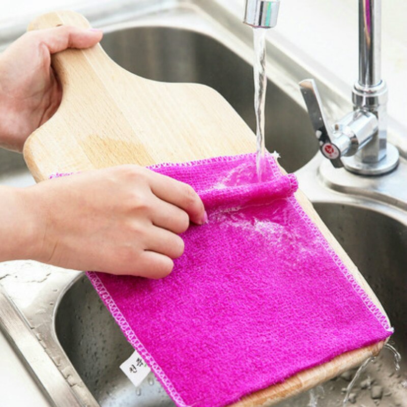1Pcs Kitchen Dish Cloth Tools Super Absorbent Bamboo Fiber High-efficiency Tableware Household Cleaning Towel Gadgets Cosina