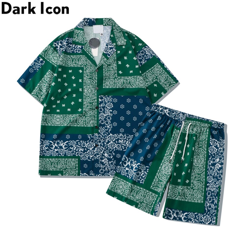 Ensemble de plage et de pour homme et femme, matière fine, Bandana, vert, été