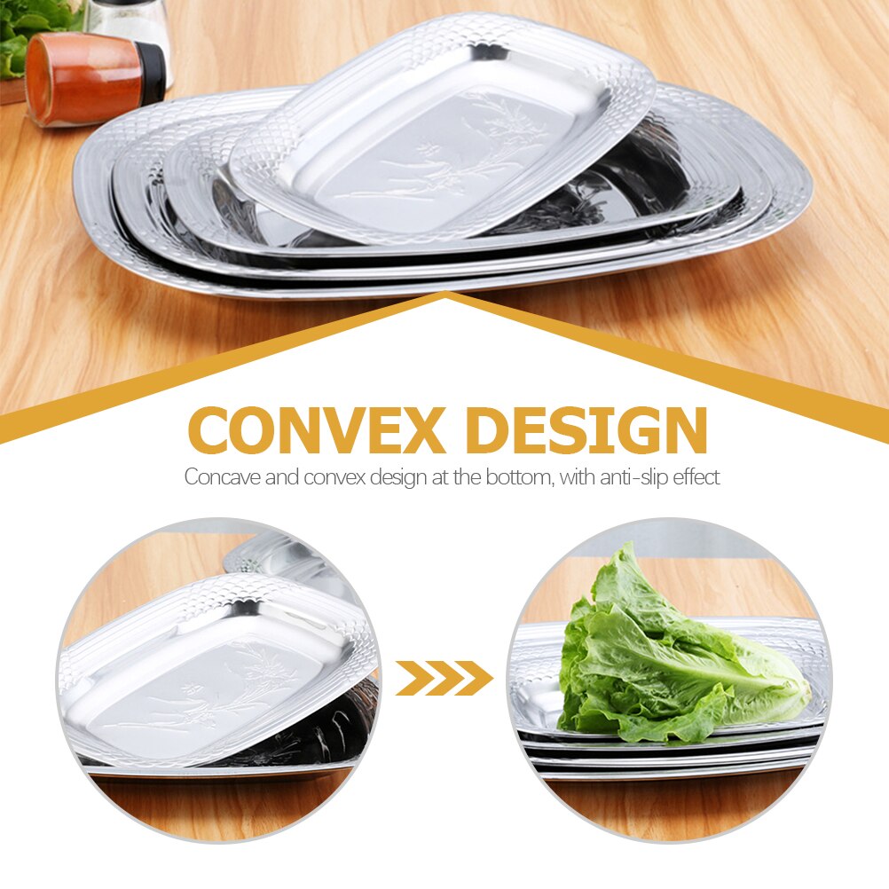 Dinner Plate Barbecue Plate Fish Dish Stainless Steel Multi-purpose Food Plate