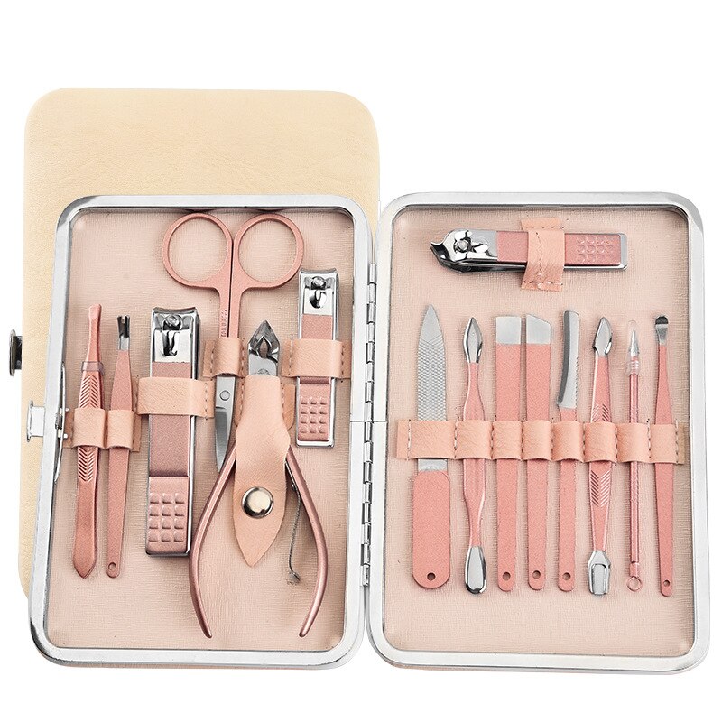 Cortauñas para manicura , tijeras de Juego de Cuidado de Uñas, pinzas, cuchara para orejas, Kit de belleza para uñas artísticas, 7/10/15/18 Uds.: 15 pcs-gold