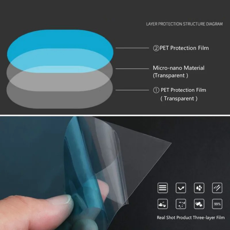 2X Film Anti-pluie pour rétroviseur de voiture, Film étanche pour vitres de verre, autocollant Anti-buée et Anti-reflet, accessoires automobiles
