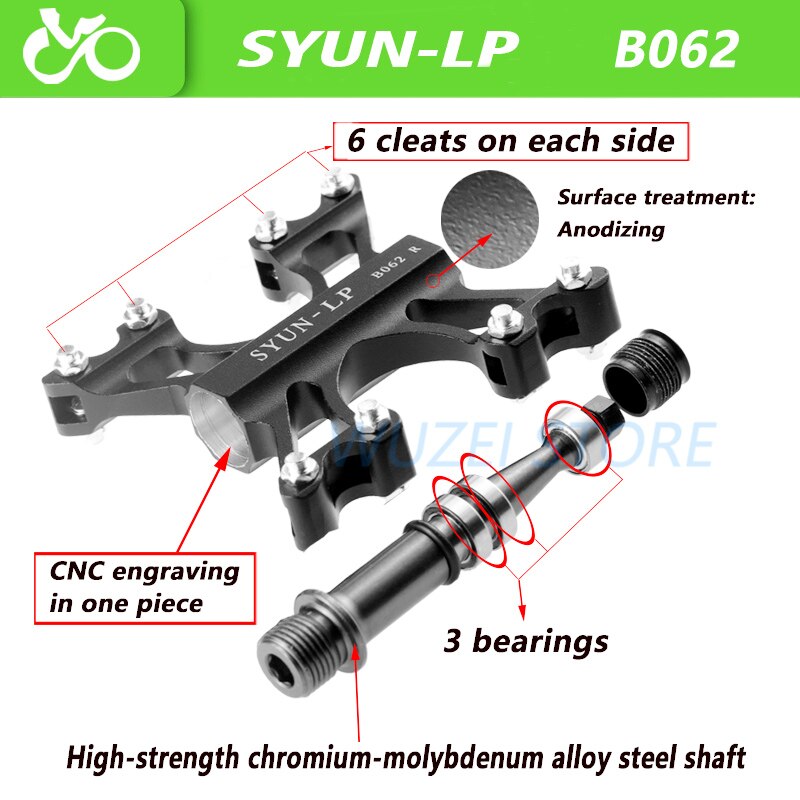 SYUN_LP Ultralight Verzegelde Fiets Pedaal Cnc Aluminium 3 Lagers Anti-Slip Pedaal Voor Mtb Weg Mountainbike Fietsen Accessoires