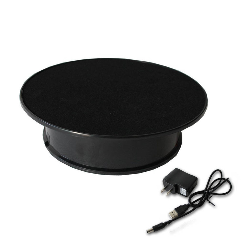Stylish Black Velvet Top Electric Motorized Rotary Rotating Turntable For Display Or Advertising Stand 360 Plastic Battery