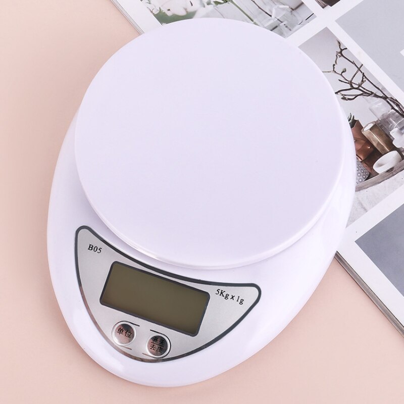 Electronic Kitchen Scale Weight Grams Scale Electronic with Tray Digital Kitchen Weight LED Display 5KG/1G Scale Kitchen Gadget: Chinese without tray