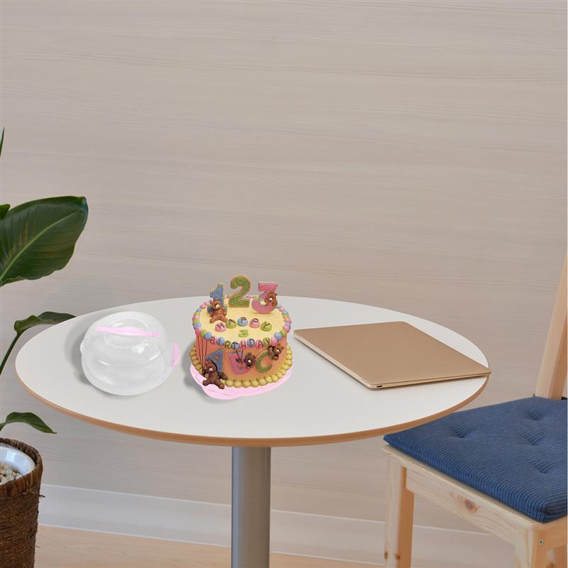 8 Inches Cake Box Portable Handheld Cake Packaging Food Storage Case Fresh Keeping Container With Lid Portable Cake Box (Pink)