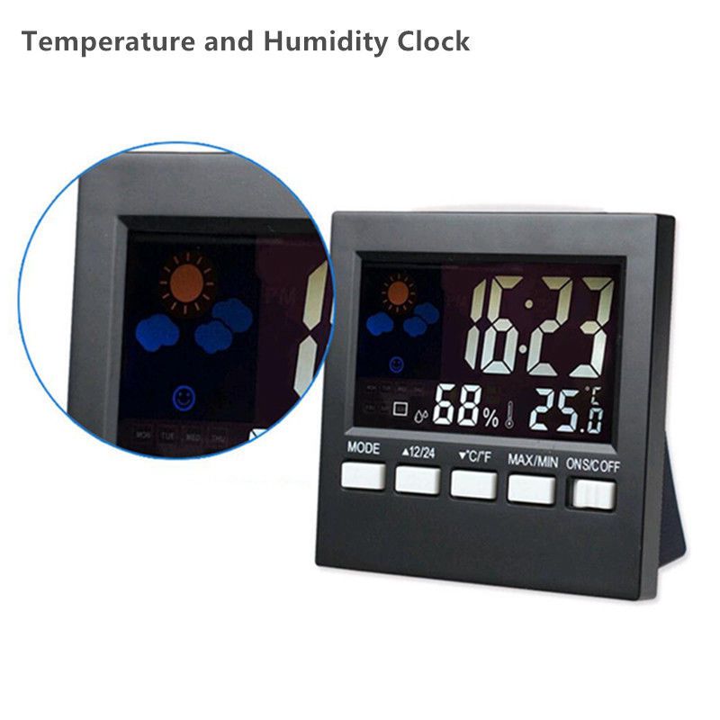 Lcd digitalt hygrometer termometer temperatur luftfugtighed måler værelse indendørs ur
