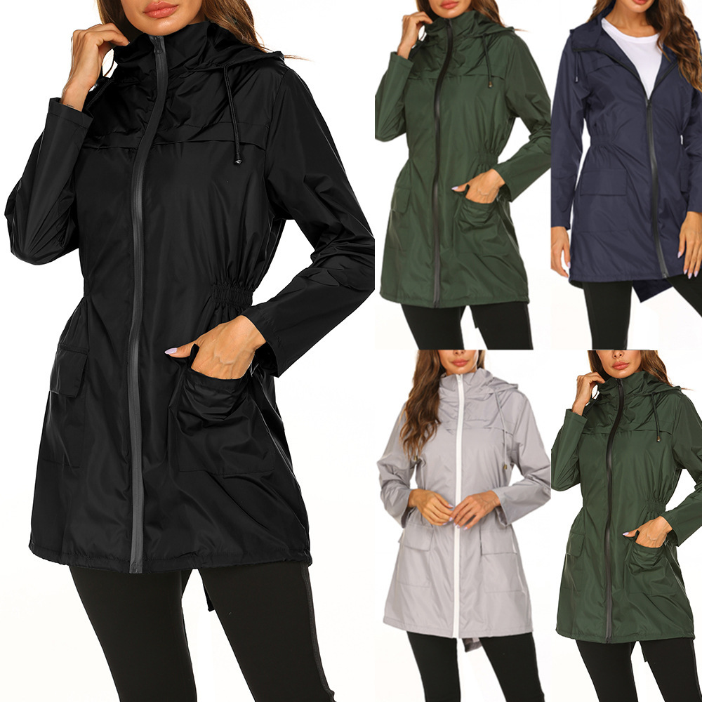 Damen leichte Regenmantel draussen wasserdichte Jacke Kapuze Wind jacke weibliche lange wandern klettern Regen jacken Outwear