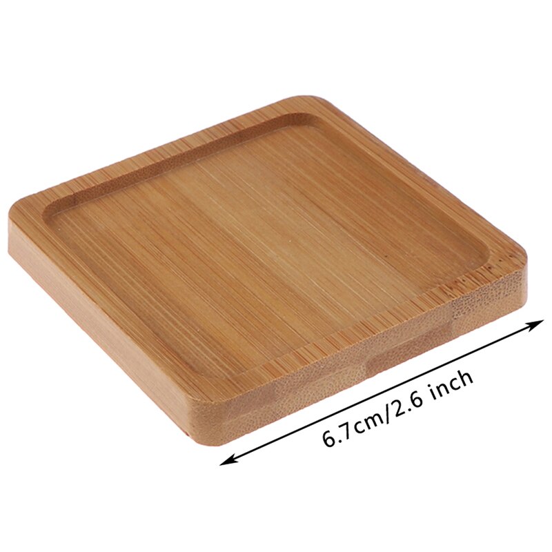 Bandejas de bambú cuadrado redondo, Base de cuencos, platos para macetas de suculentas, decoración de jardín, manualidades de decoración del hogar: Square 1