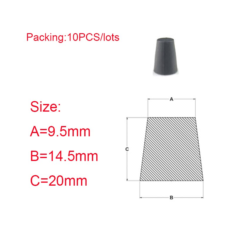 Black Stoppers Sealing End Cover Caps /High Temp Bungs /Conical Silicone Rubber Plug /Flask Tapered Tube /Masking Hole Stopper: 9.5x14.5x20mm-10PCS