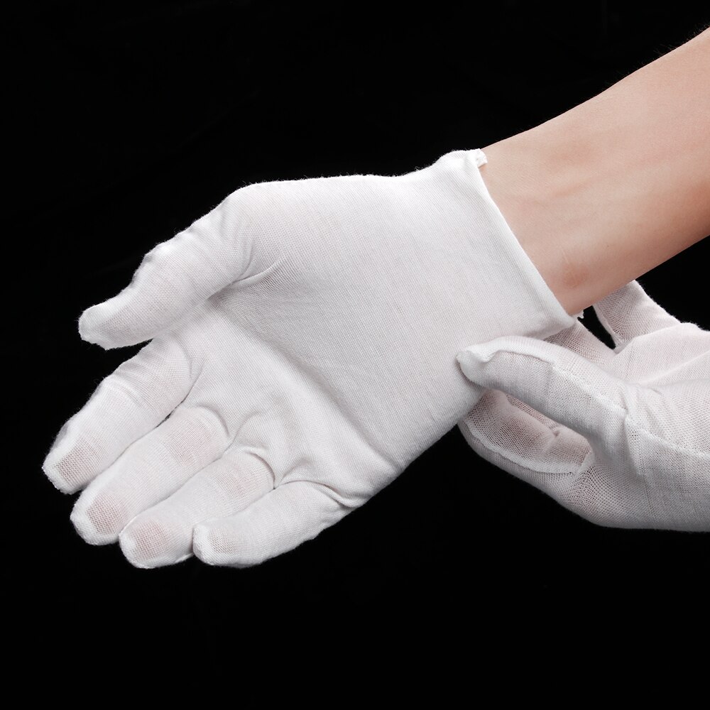 1 paar Weiß Baumwolle Arbeits Schutz Handschuhe Dünn Mittel Dick Handschuhe Schmuck Wertschätzung Garten Reinigung Liefert