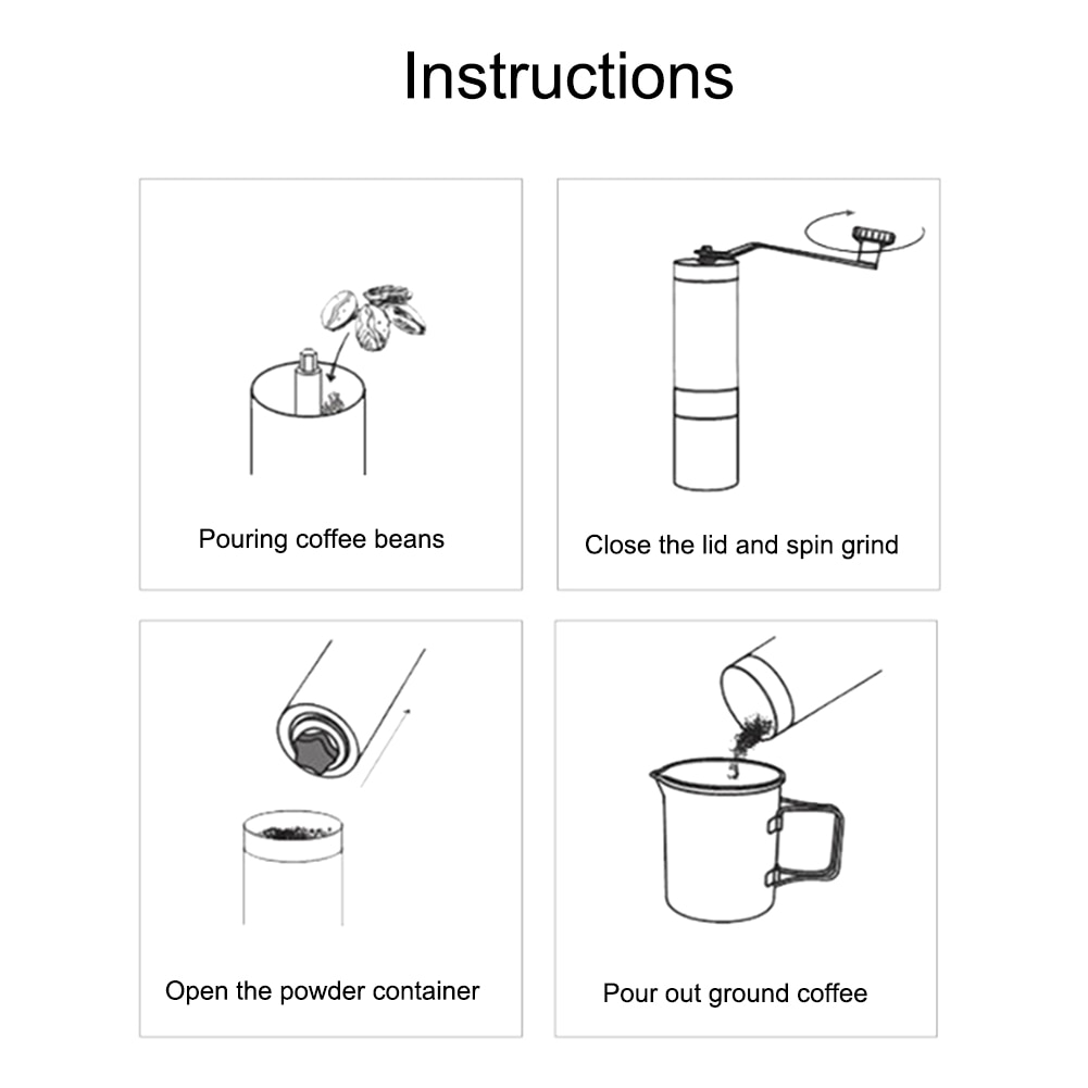 Draagbare koffiemolen 304 roestvrijstalen handmatige koffiemolens, minimolens, eenvoudig te reinigen keukengereedschap