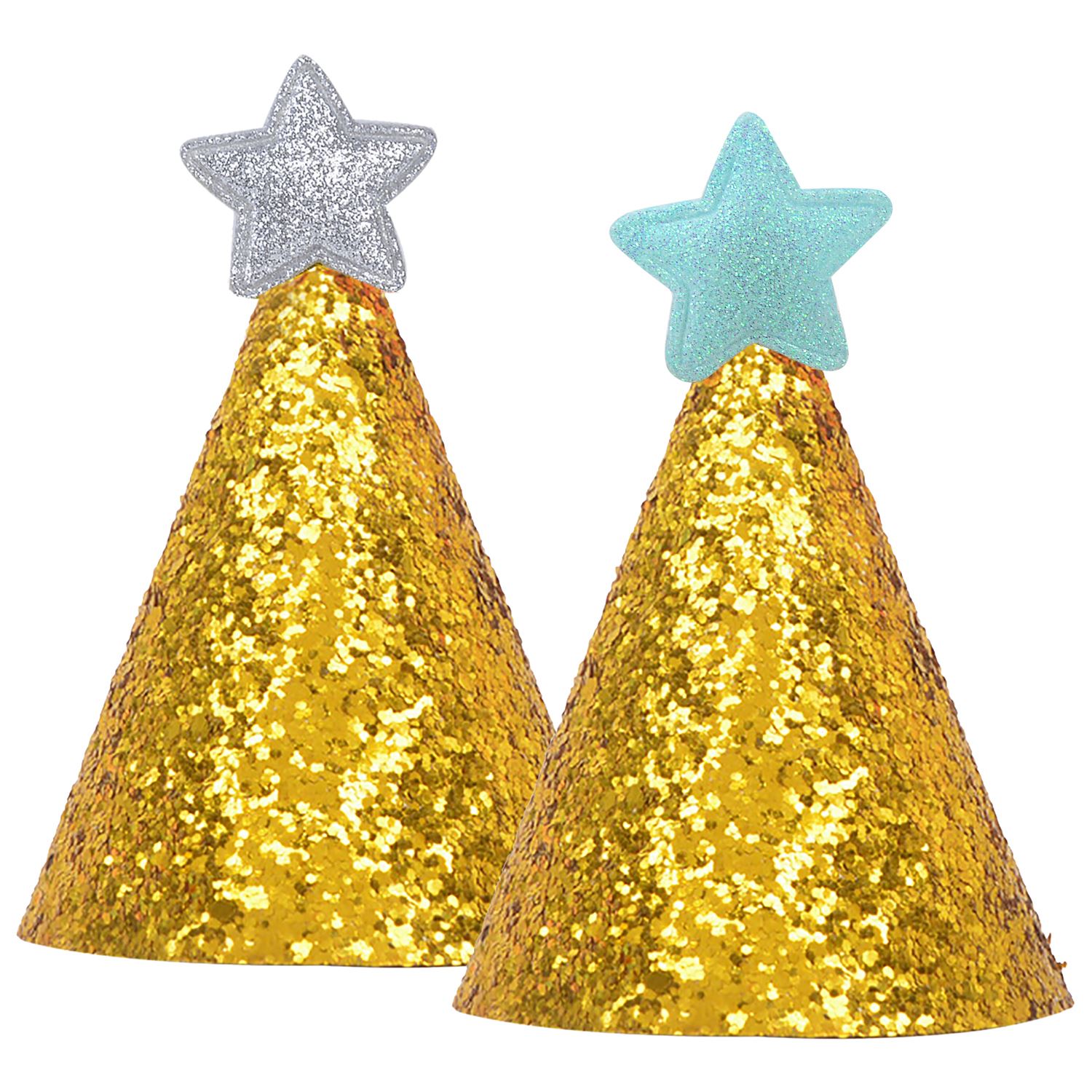2PCS Pet Birthday Hats Glitter Star Decor Cat Hat DIY Party Costume Hats Pet Supplies Adjustable Hat Pet Birthday Party Decor