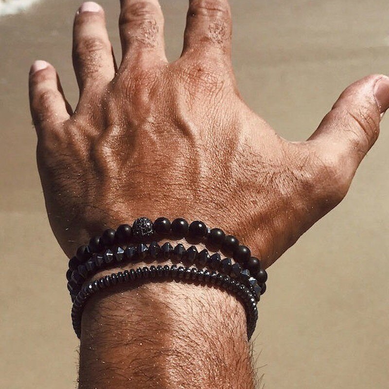 2020 gorący modny mężczyzna bransoletka lew urok Handmade Strand kamień bransoletka z paciorkami dla mężczyzn biżuteria prezent Pulsera Hombre: 4
