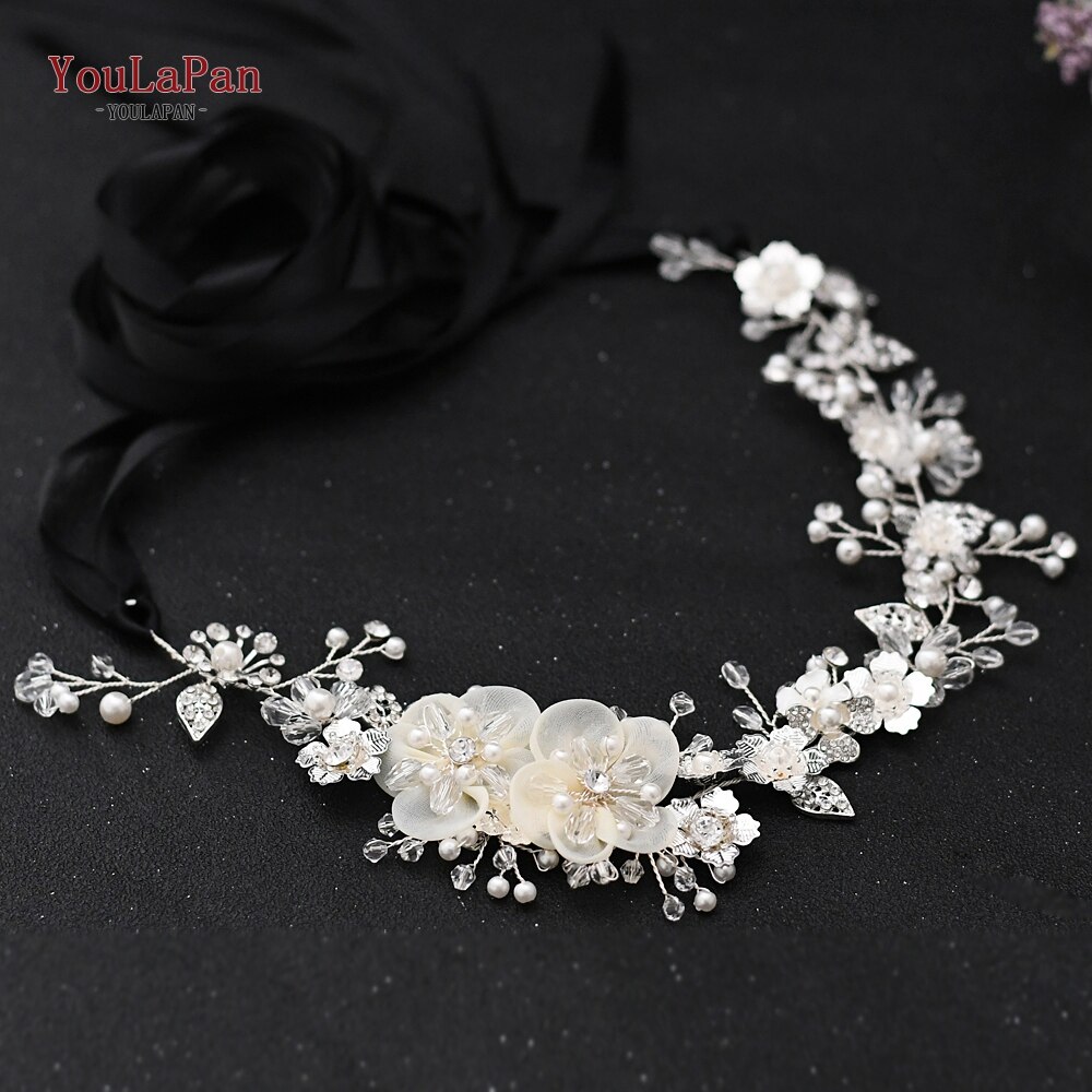 TOPQUEEN SH275 Rhinestone Belt Western Belts Women Decorative Dress Belts Silver Alloy Leaf Bridal Belts Belts: Black ribbon