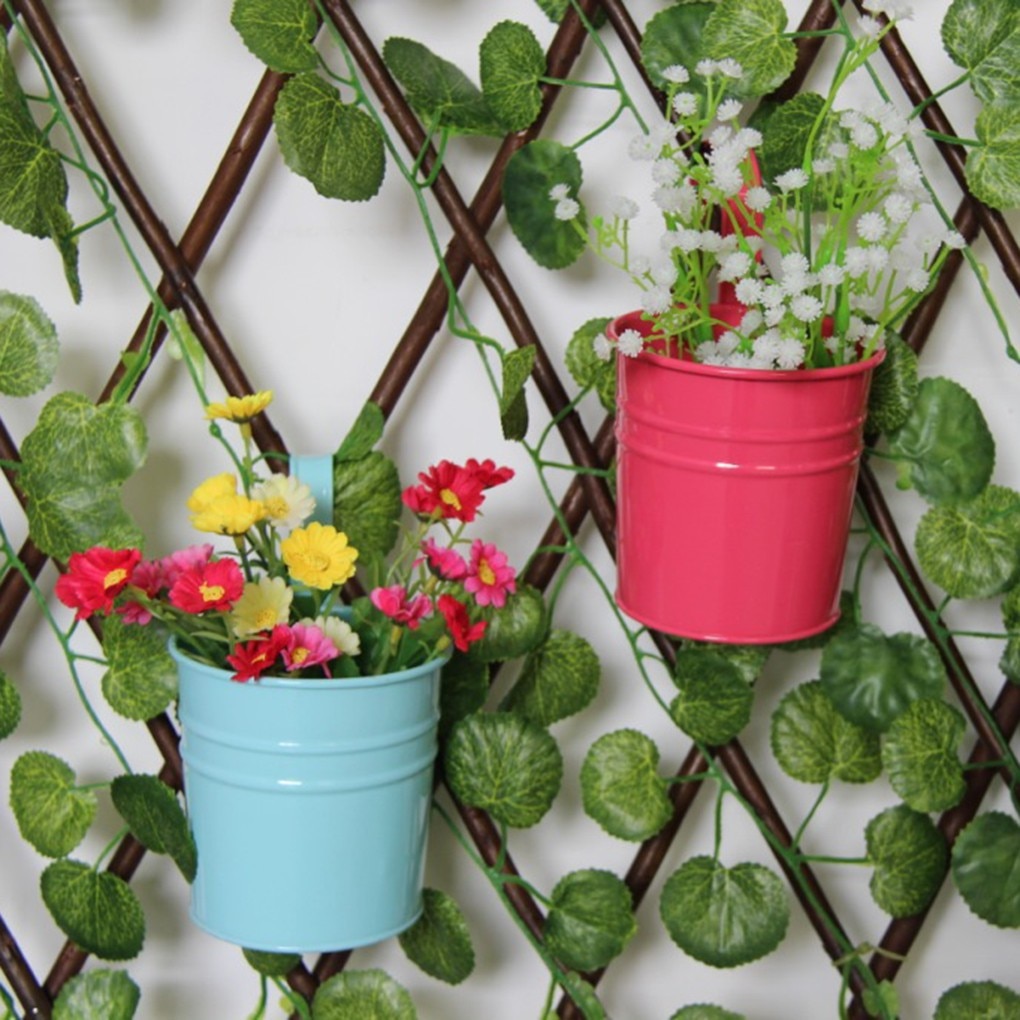 Seau multicolore porte-fleurs en métal Succulent suspendu pot de fleurs panier plante jardinière balcon décors
