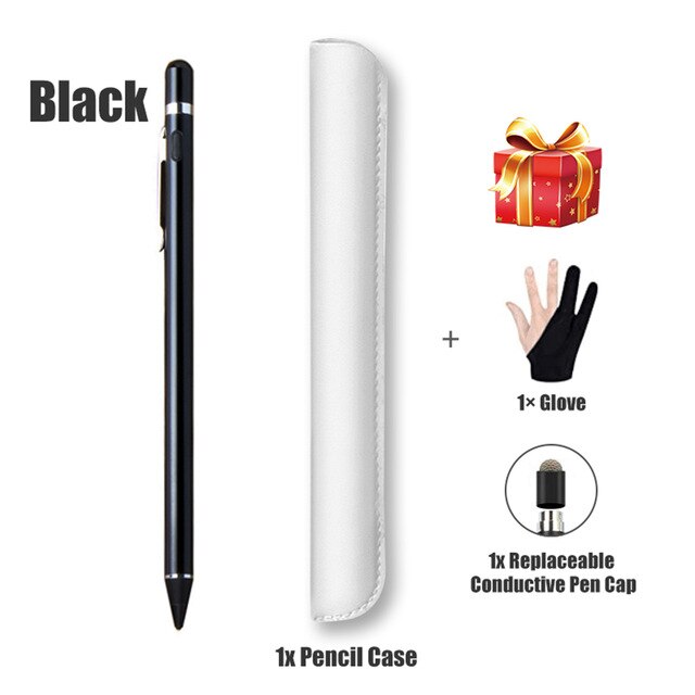 Actieve styluspen voor capacitief touchscreen voor samsung xiaomi huawei ipad tablet telefoons ios android potlood om te tekenen: Zwart met pendop