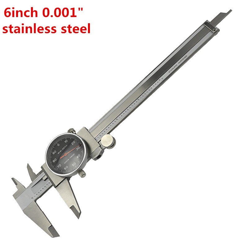 150mm 0.02mm/0.001&quot; stainless steel dial vernier caliper dial gauge plastic dial gauge thickness measuring tools: 6inch black color