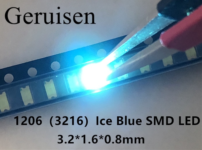3216 1206 Ice Blue 0.01W Super Ultra Bright Smd Led-indicatie Smd 1206 Led Clear Blue 1206 Diodes/ 100 Pcs
