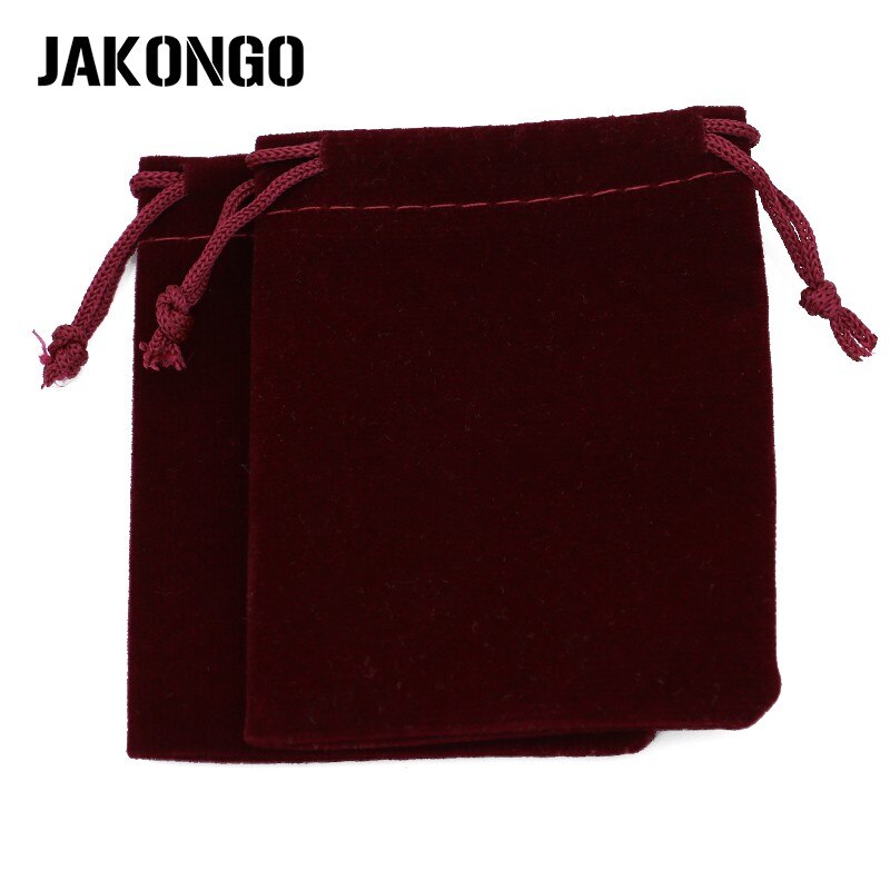 JAKONGO 10 teile/los 7X9cm 9X12cm Samt Schmuck Verpackung Display Taschen & Schmuck Beutel Kordelzug Verpackung Taschen 6 Farben: Wine Red / 7x9cm