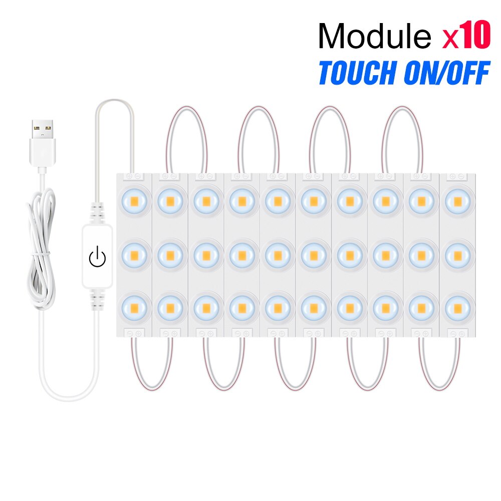 12v make-uplampen led-badkamerverlichting usb traploos dimbaar hollywood make-upspiegel cosmetische lamp led slaapkamer 2 6 10 14 lampen kit: 10 modules