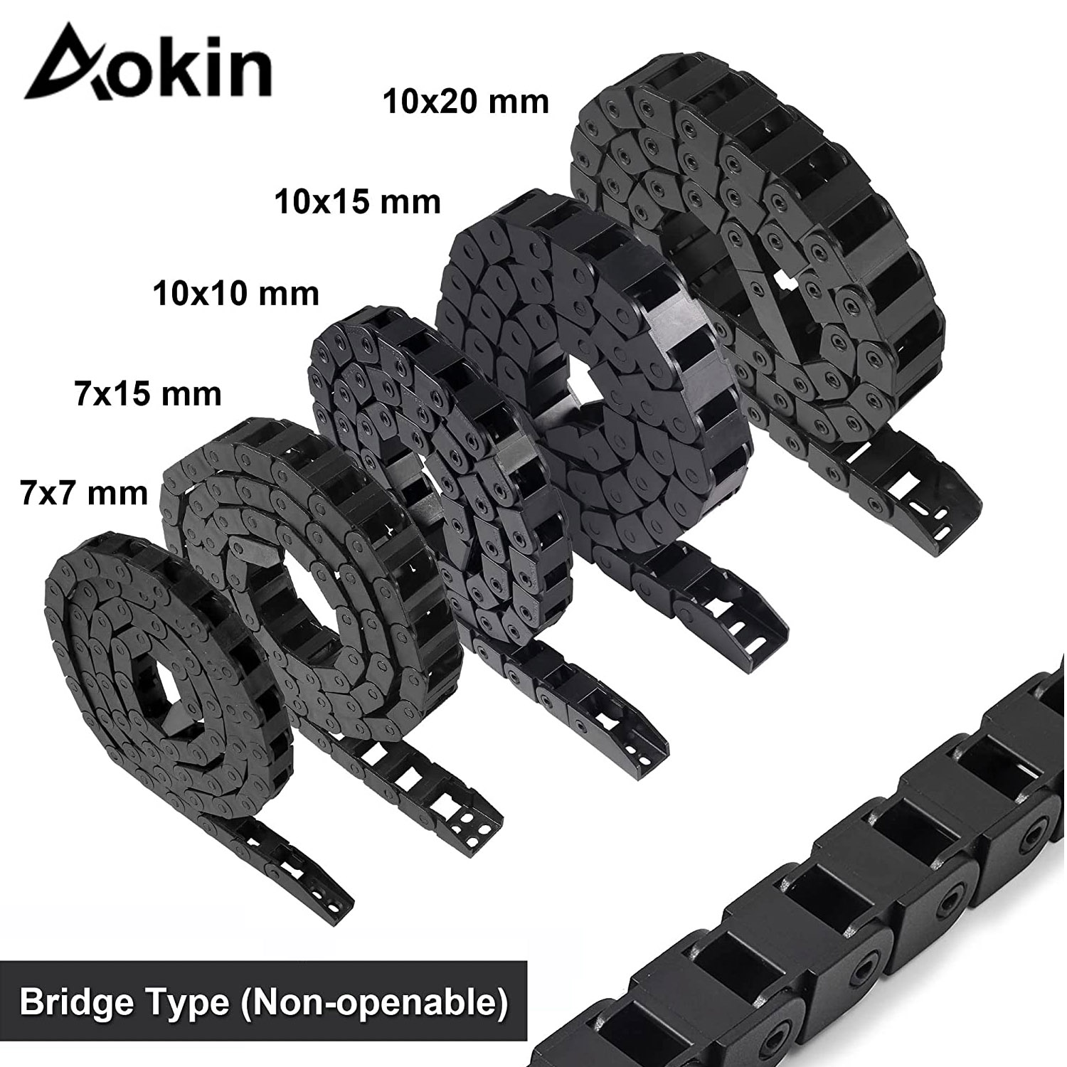 7 x 7mm 7*15mm 10 x 20/30/40 mm l1000mm kabeldrager med endekontakter til cnc-maskinverktøy