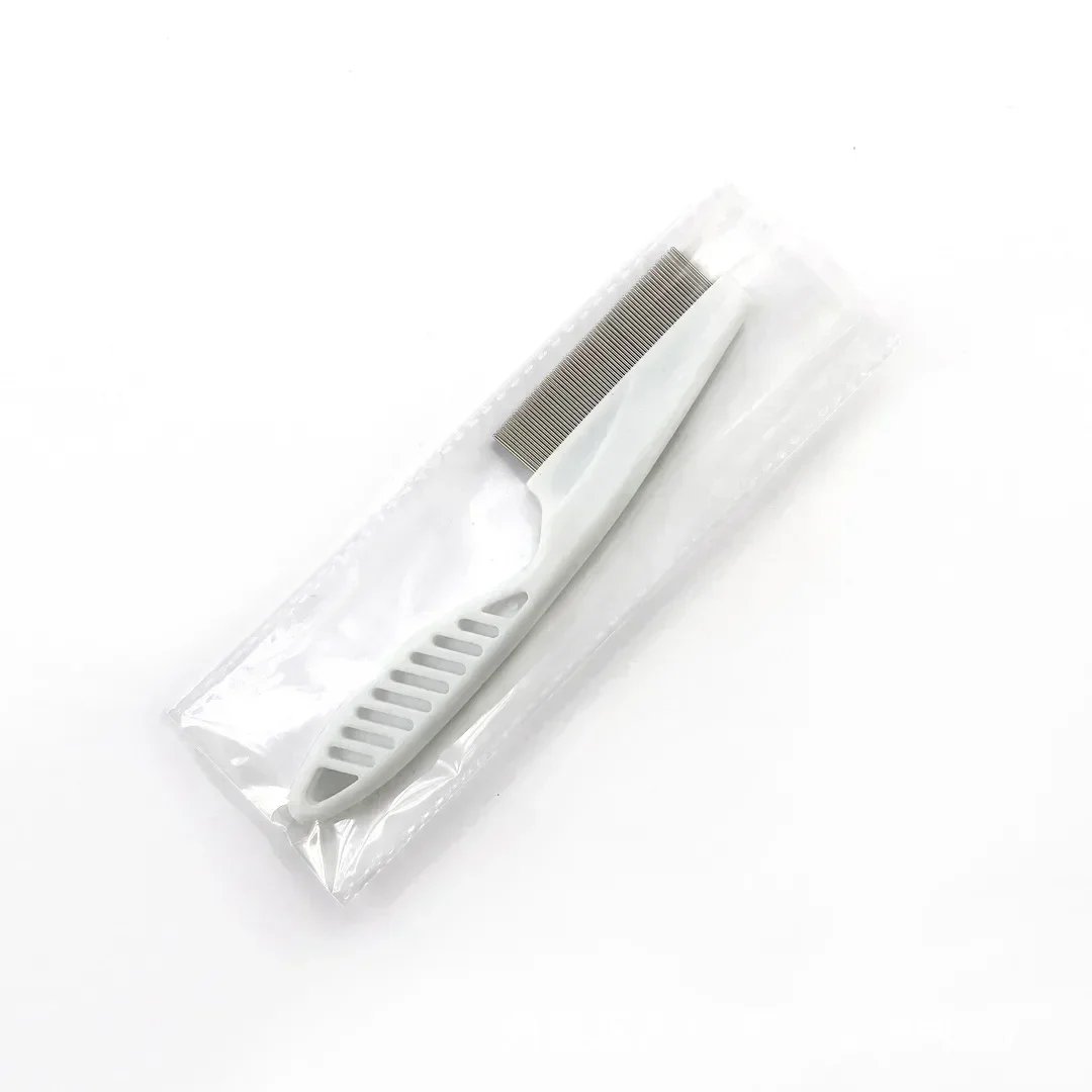 Huisdierverzorging Vlooienkam Roestvrijstalen verzorgingskam Kat Hond Haarborstel Vlooienverwijdering Massagekam Huisdier Draagbaar gereedschap Accessoires: L / WIT