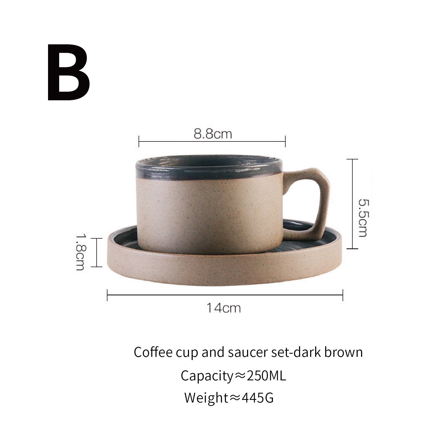 Retro thick ceramic coffee cup set Breakfast milk Oatmeal Yogurt Cup Party mug birthday Coffee cup and saucer set: B