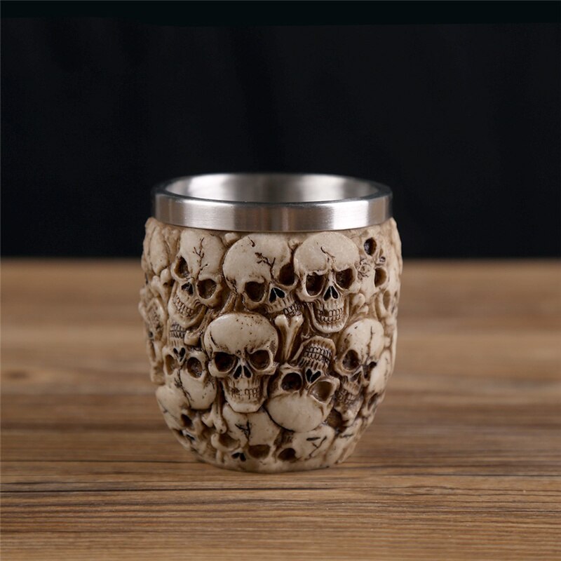 Taza de resina de acero inoxidable con forma de Calavera, vaso de cristal gótico, para cerveza, Vodka, Bar, 200ml