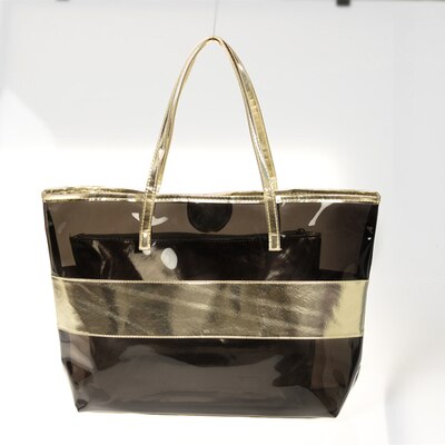 Zomer Vrouwelijke Tas Handtas Mode Transparante Strand Broodje Moeder Tas Jelly Schoudertas Gratis Masker 1Ps: Dark gold