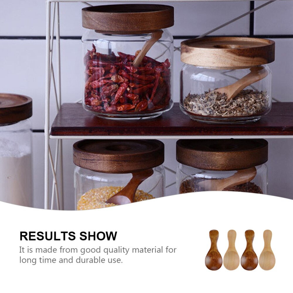 4Pcs Praktische Houten Lepels Jam Lepels Kruiden Lepel Korte Steel Lepel