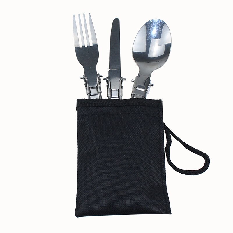 Lange Kookgerei Fold Mes Lepel Rvs Servies Set Combo Spork Vork Bestek Servies Bestek Picknick Kamp Rugzak