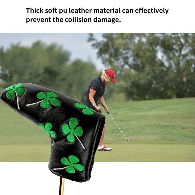 Shamrock Lucky Clover Golf Putter Head Cover Headcover Blade Black White Fit All Brands for Men Women