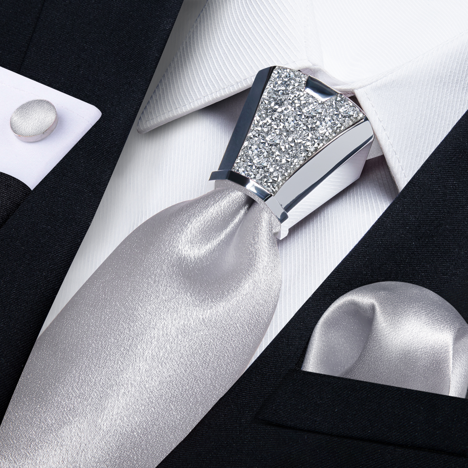 Cravates en soie en Satin solide pour hommes, noir, vert Royal, jaune, 8cm, avec boucle en plastique de luxe, accessoire pour mariage: MULTI