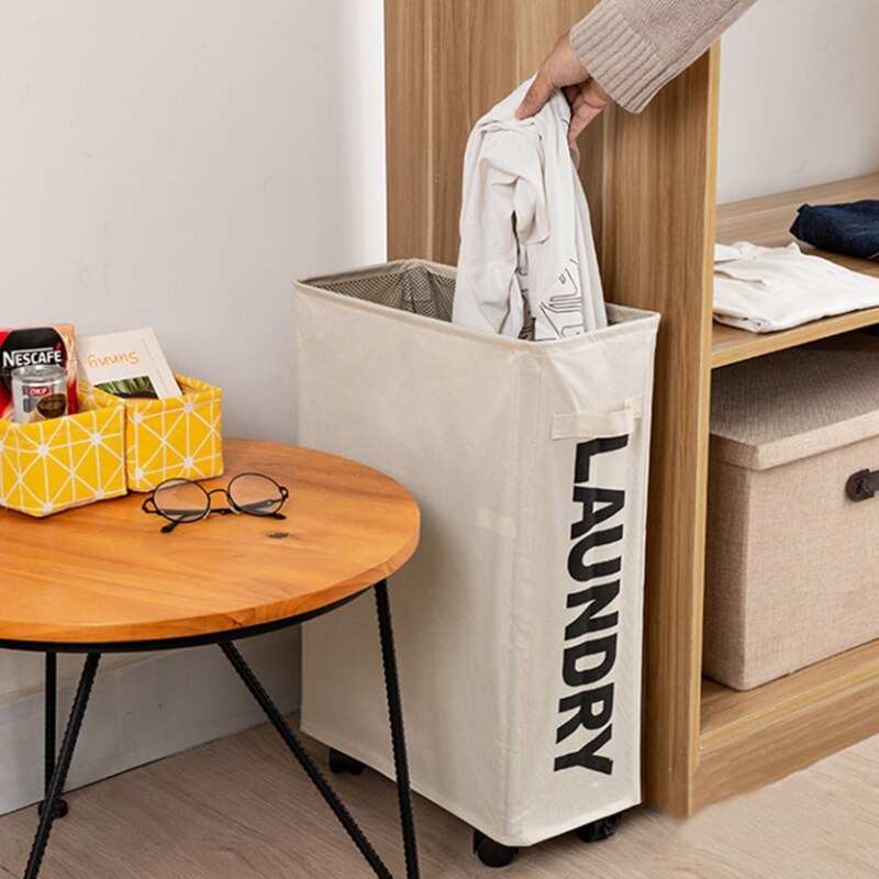 Foldable Laundry Basket with Wheels Dirty Clothes Storage Basket Bathroom Laundry Hamper Household Laundri Hamper Toy Storage