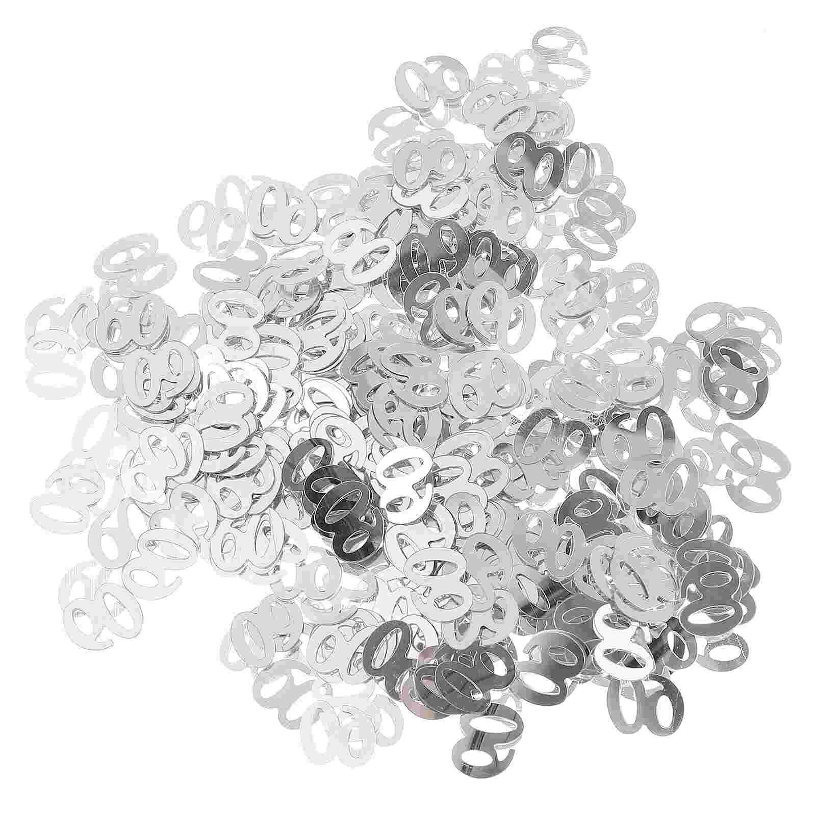 Amosfun 1200pcs 60 Number Sprinkle Confetti Decoration for 60th Anniversary Birthday Party (Silver)
